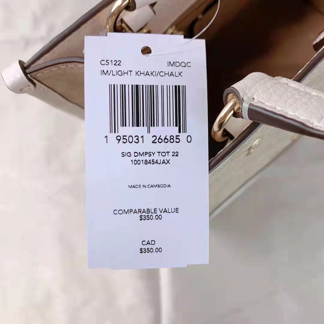 Coach C5122 Dempsey Tote 22 In Signature Canvas In Light Khaki Chalk Coach C5122 Dempsey Tote 22 In Signature Canvas In Light Khaki Chalk